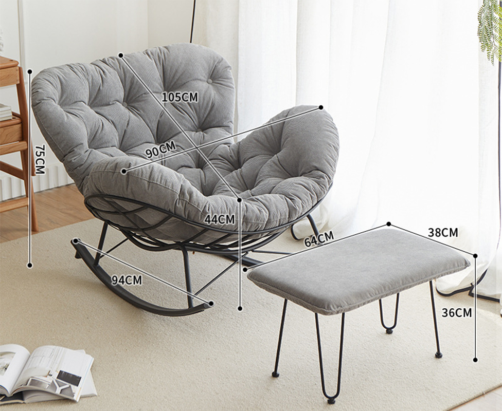 [light gray-corduroy]-single chair   footrest
