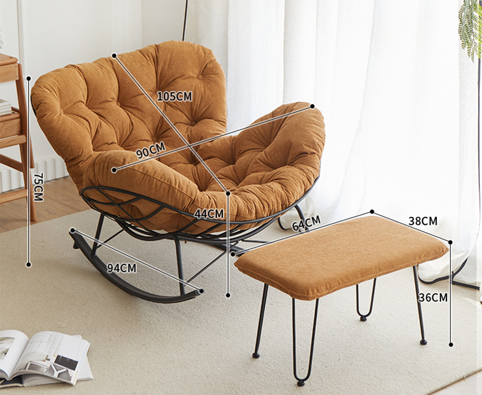 [imperial concubine orange-corduroy]-single chair   footrest