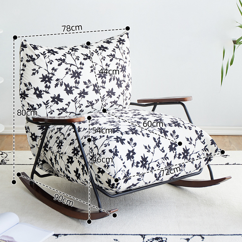 [ink flower branch-printed velvet]-single chair