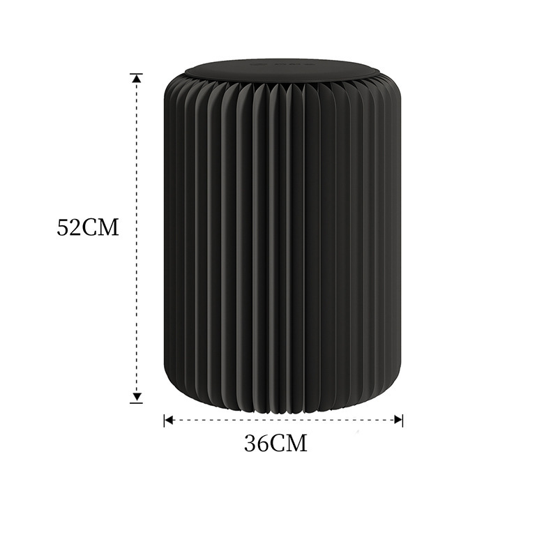 Black, height 52cm, diameter 36cm, leather cushion included