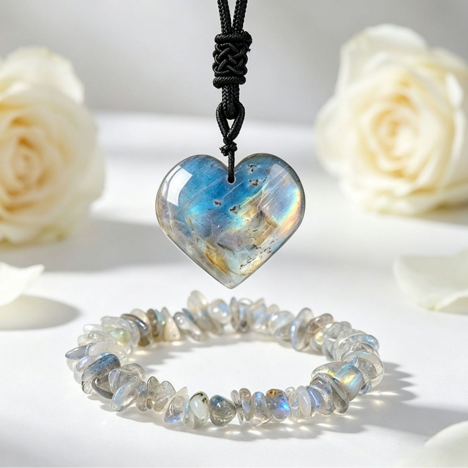 2:[set] labradorite love pendant   gravel bracelet