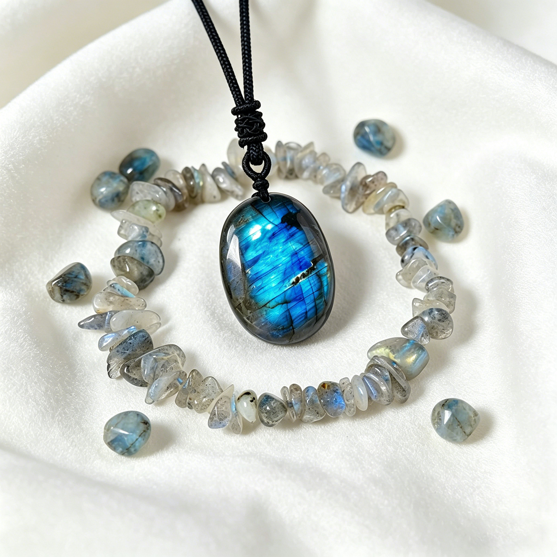 3:[set] labradorite pendant   gravel bracelet