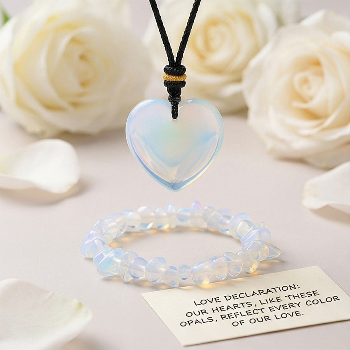 9:[set] opal love pendant   gravel bracelet