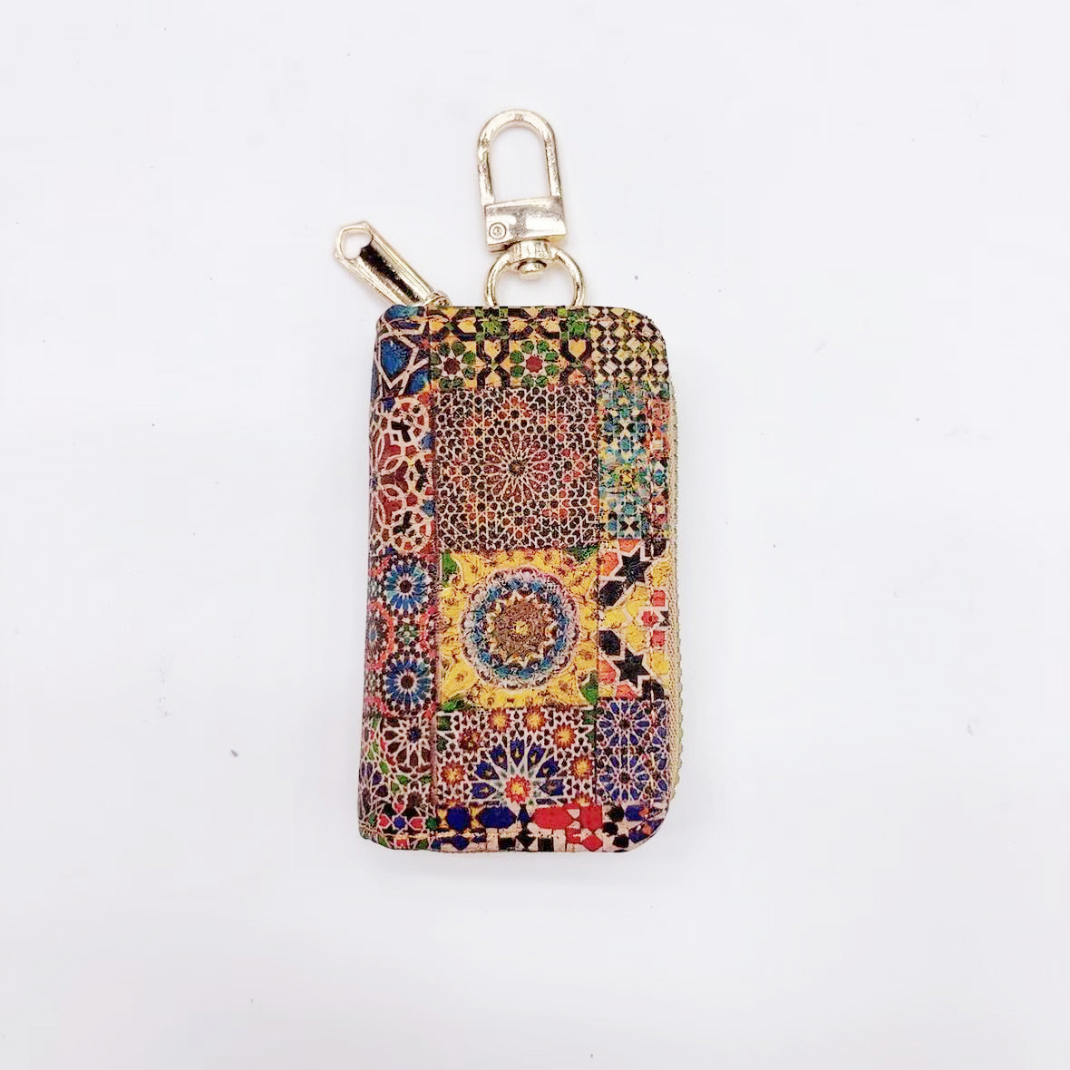 Car hanging small key bag - floral plaid