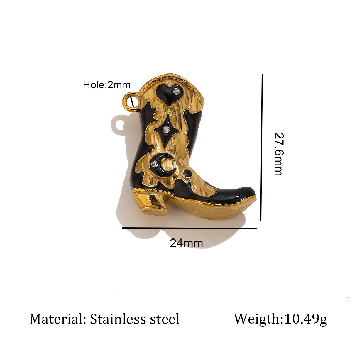 3:Gold drip oil white diamond boot pendant