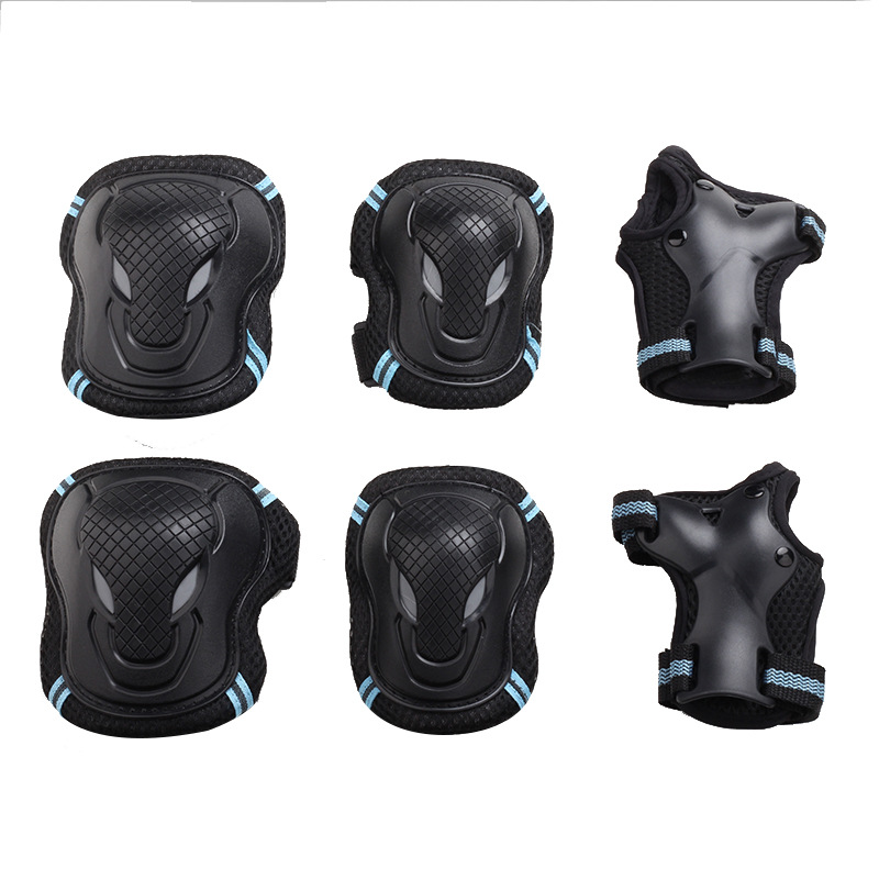 Black and blue protective gear six-piece set