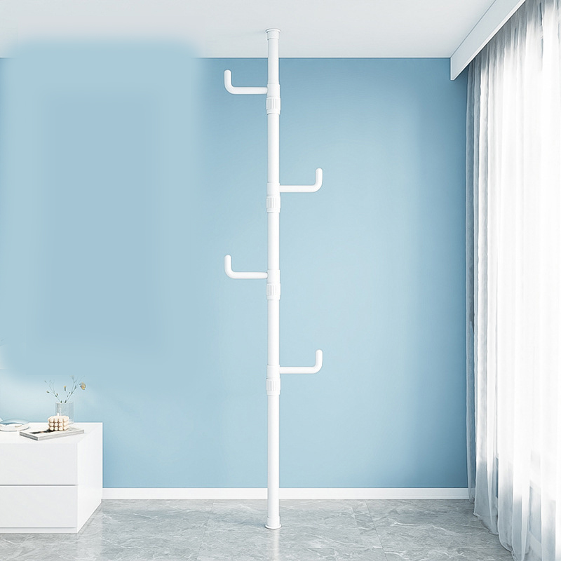 Matte white single pole   4 hooks