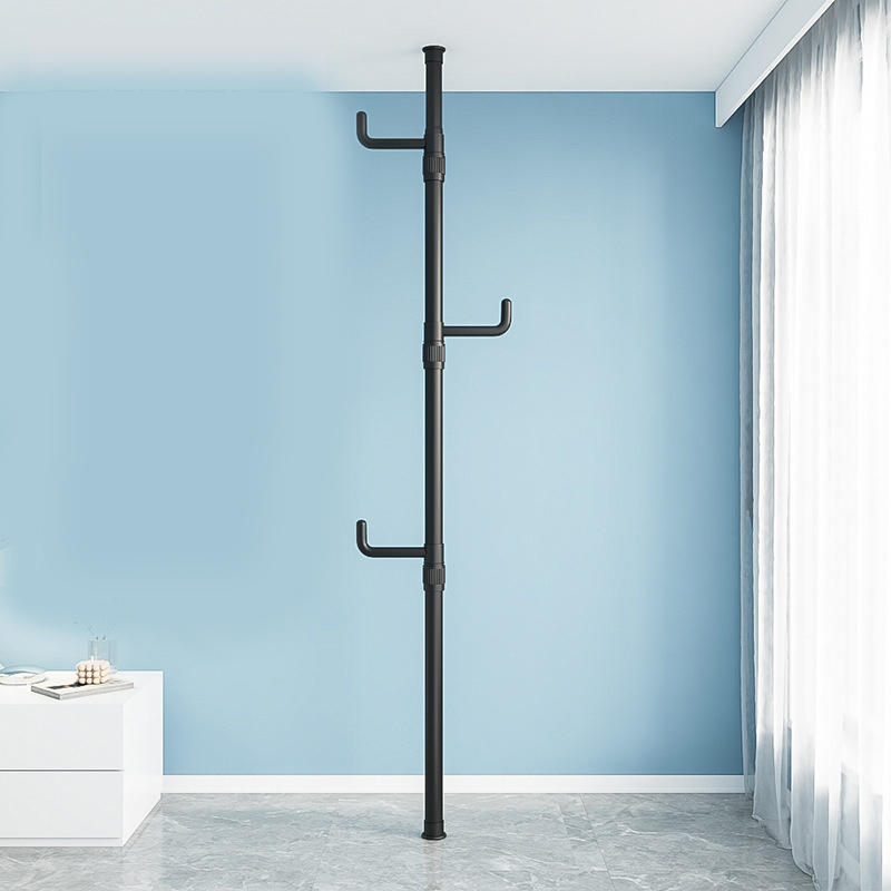 Matte black single pole   3 hooks
