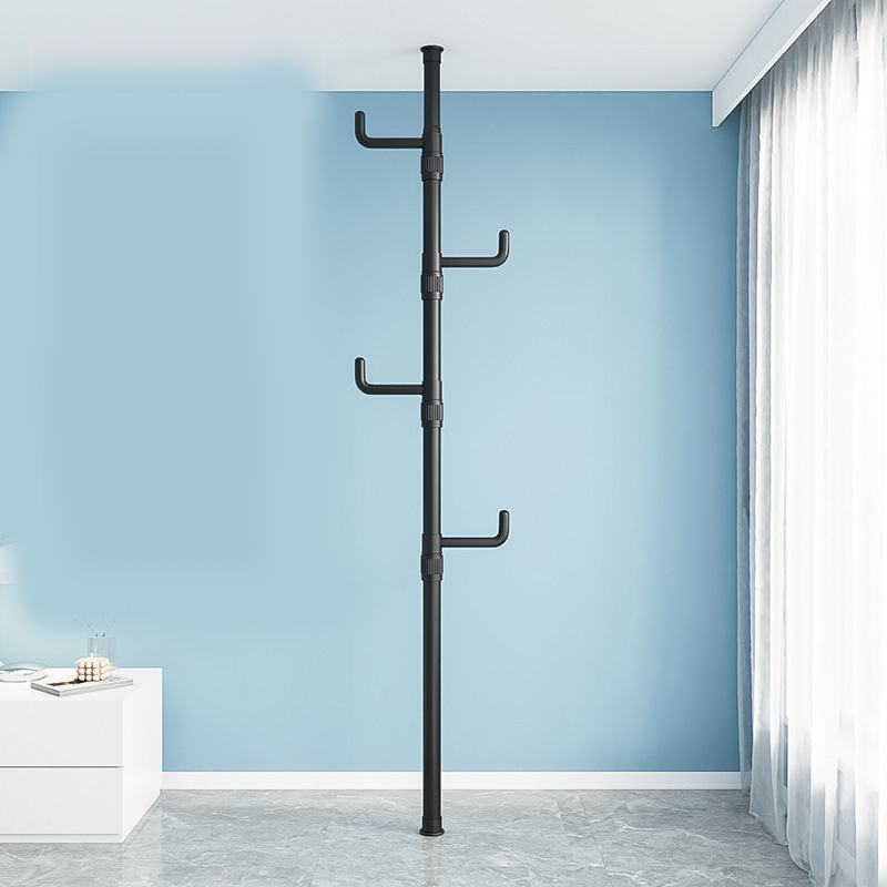 Matte black single pole   4 hooks