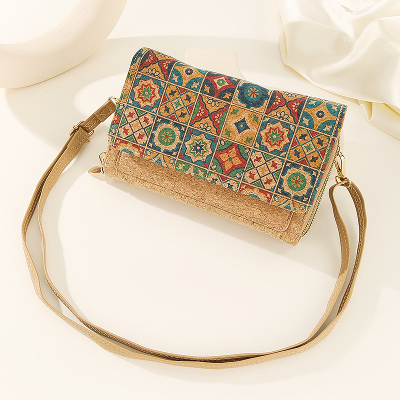 Yellow check double pull crossbody bag