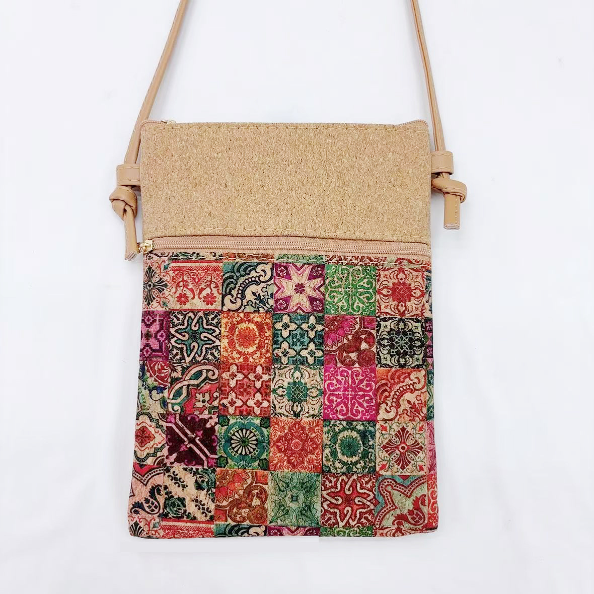 Drawstring crossbody red check