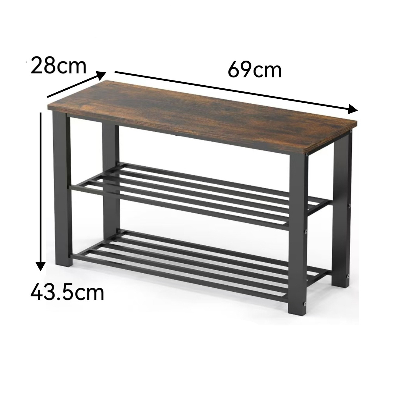 Three-layer iron support shoe changing stool 69*28*43.5cm