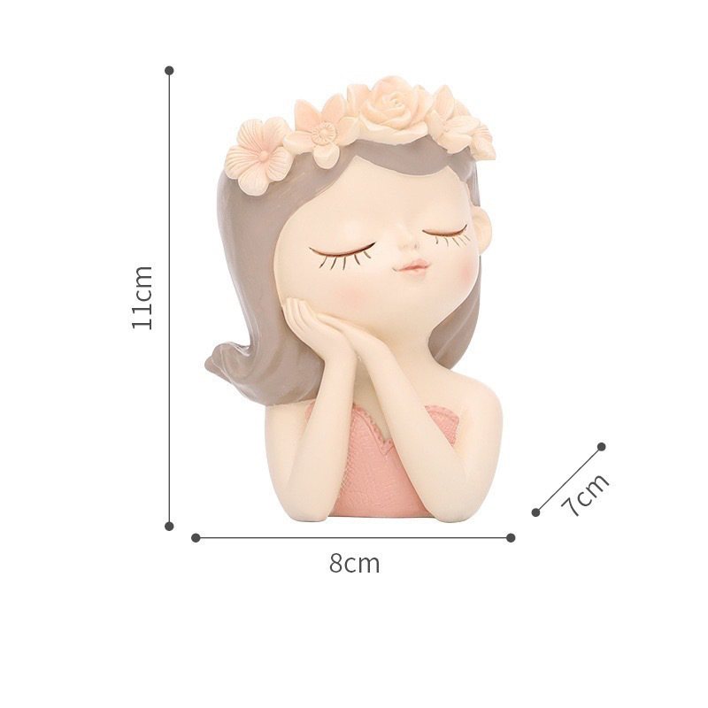 Pink listening girl vase