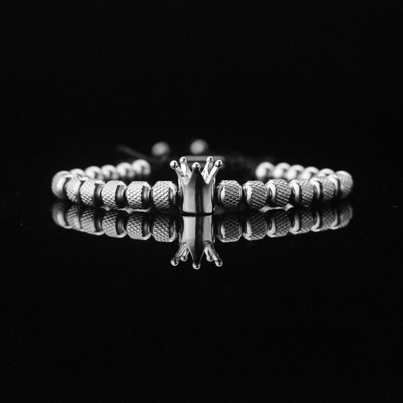 1:Steel color crown 6 pineapple beads