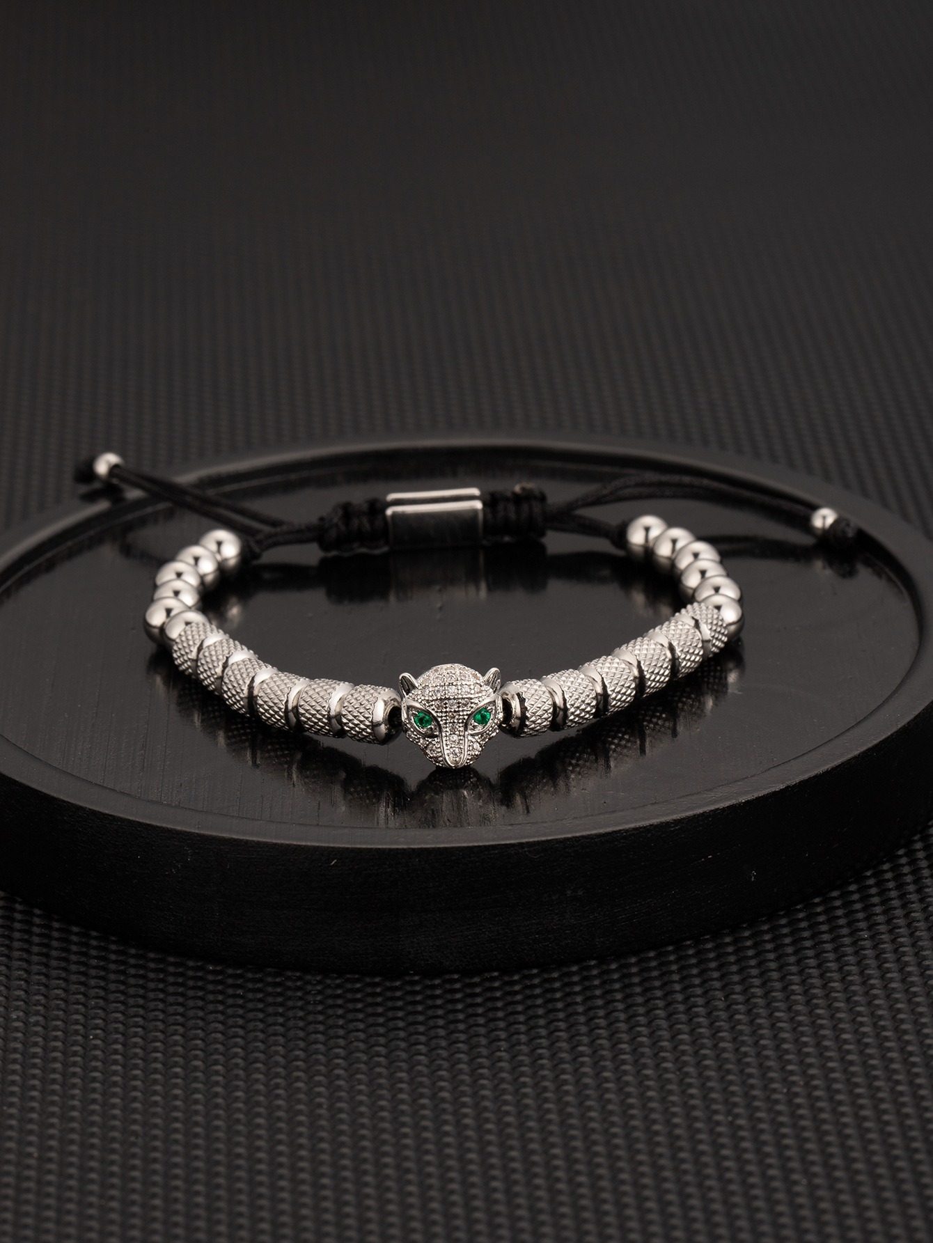 15:Steel color leopard pineapple bead bracelet