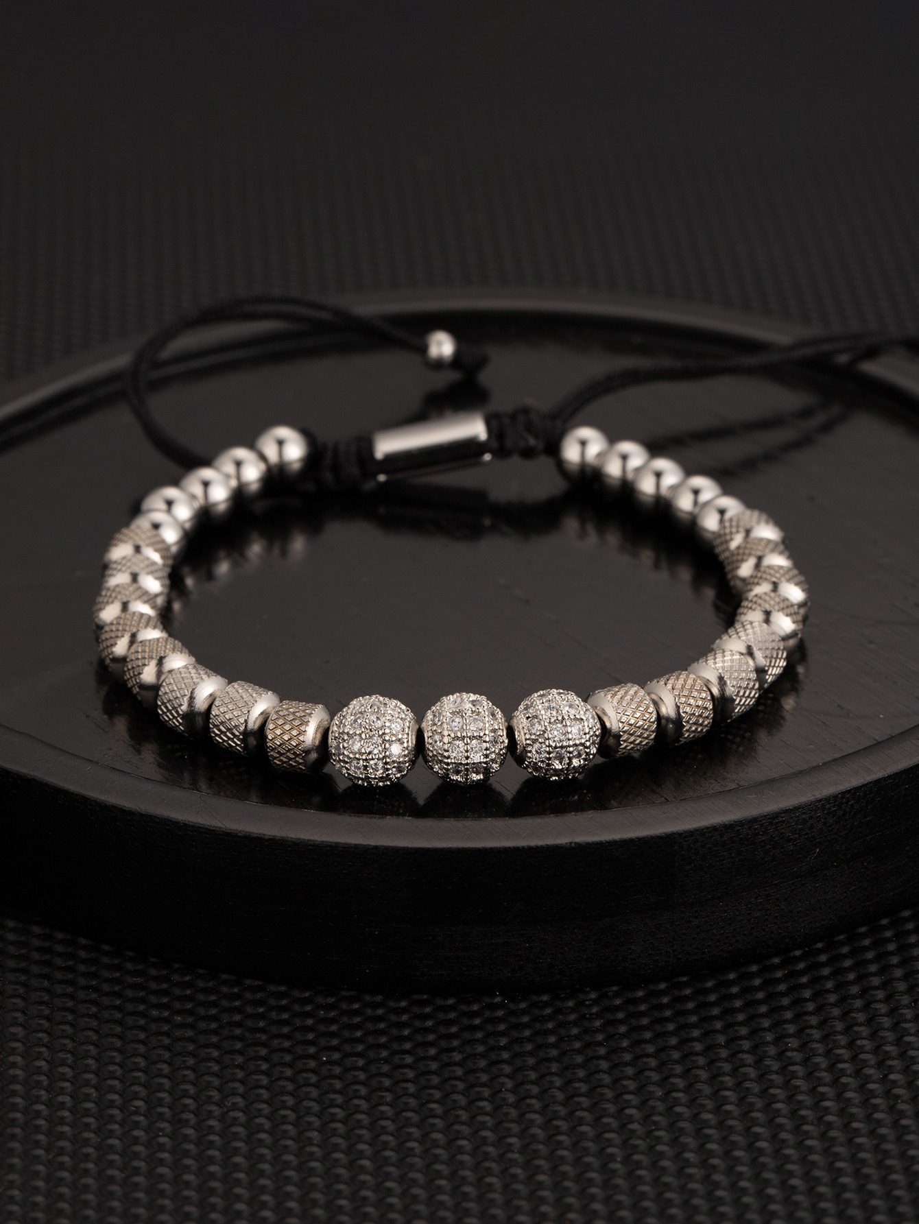 18:Steel color three consecutive zirconium ball bracelet