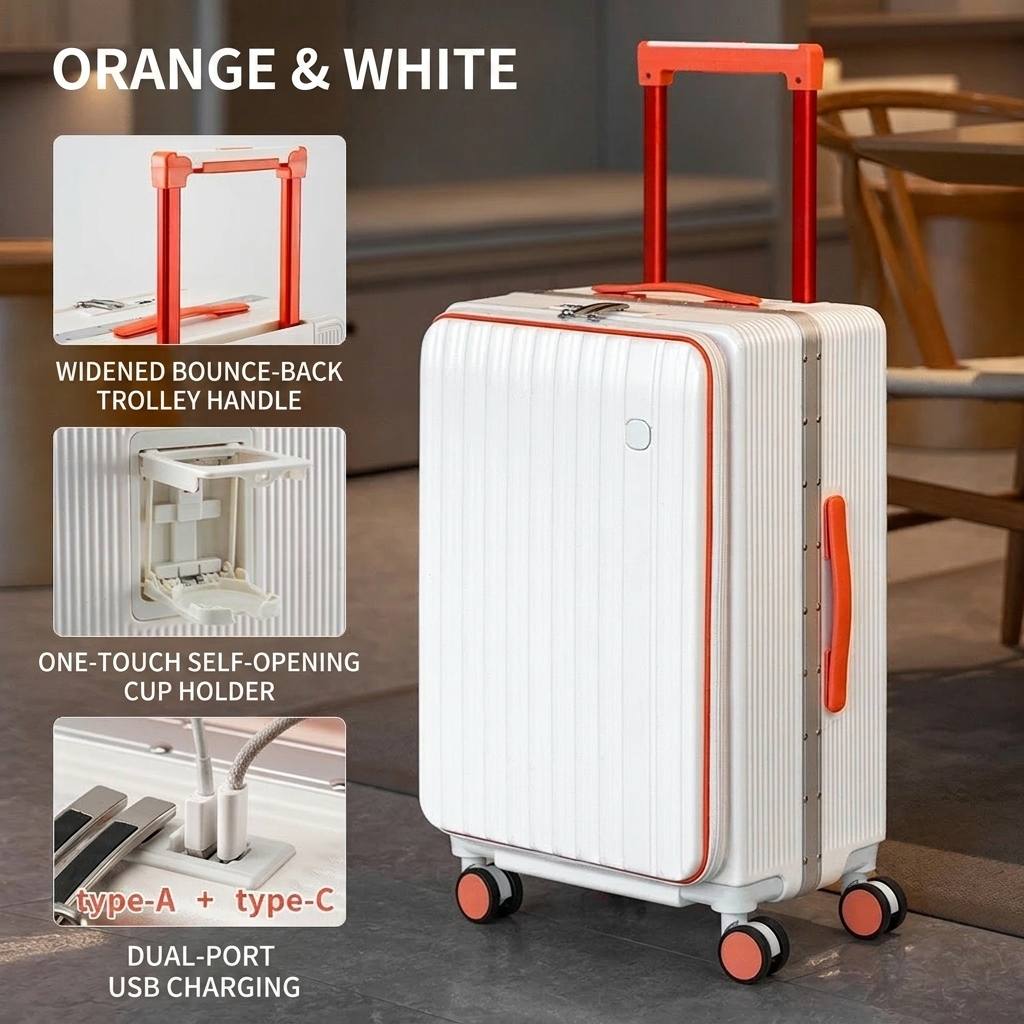 Orange white [new side opening deep compartment large capacity]