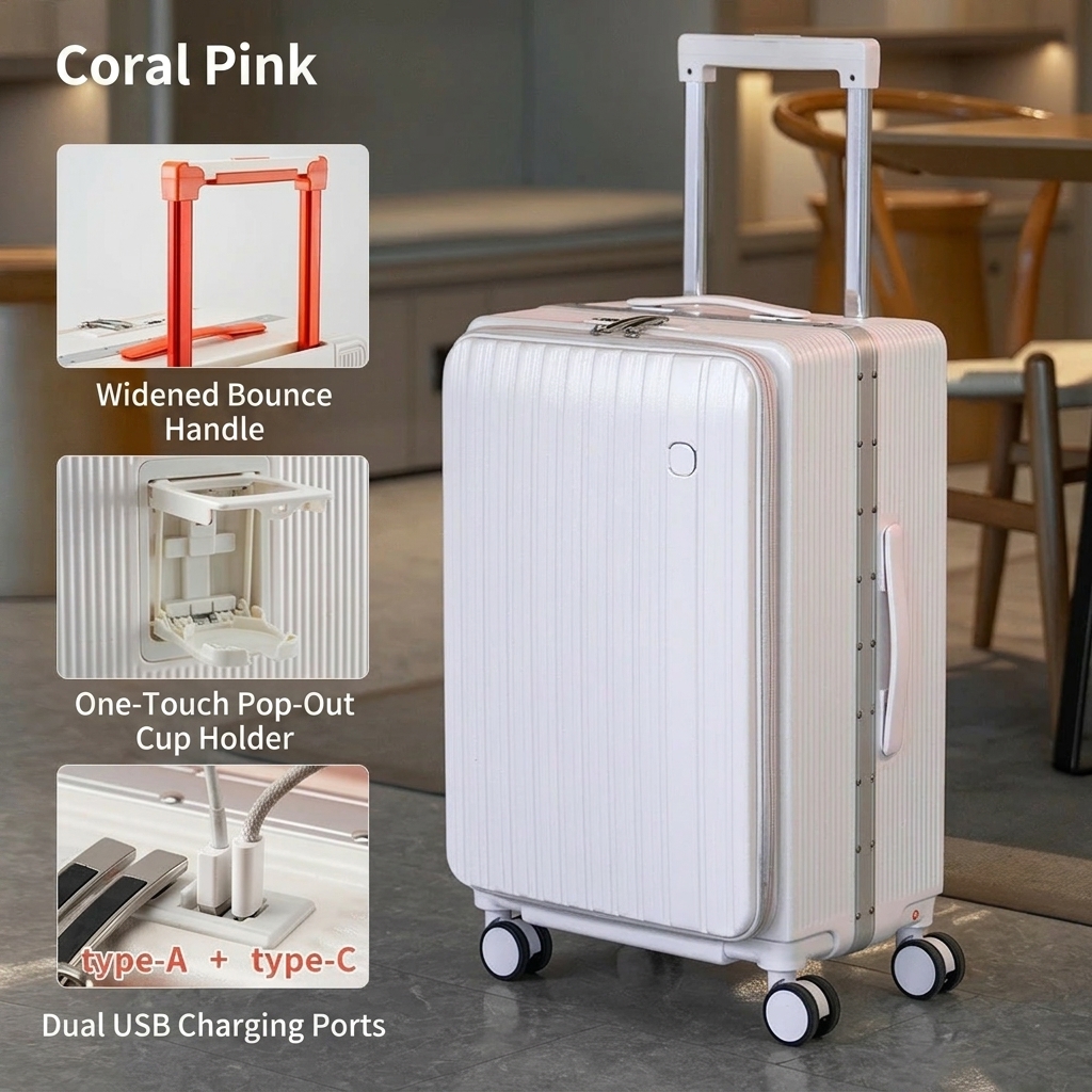 Coral pink [new side opening deep warehouse large capacity]