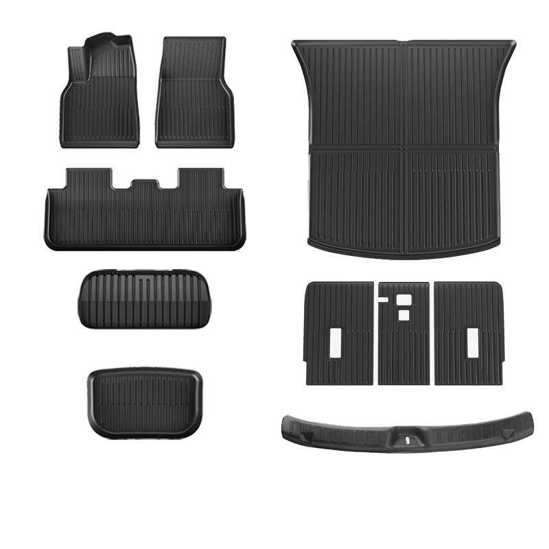 Renewed y single-layer floor mats   front and rear trunk mat three-piece set   backrest mat   trunk door sill strip