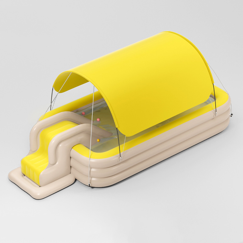 Yellow 2.6m pool with canopy and slide/without pump