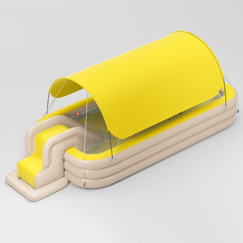 Yellow 3m pool with canopy and slide/without pump