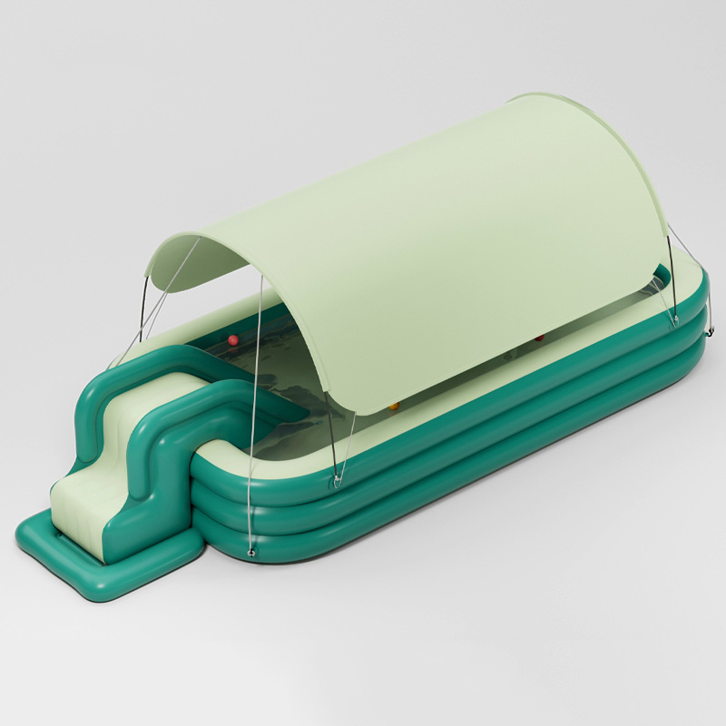 Green 3m pool with canopy and slide/without pump