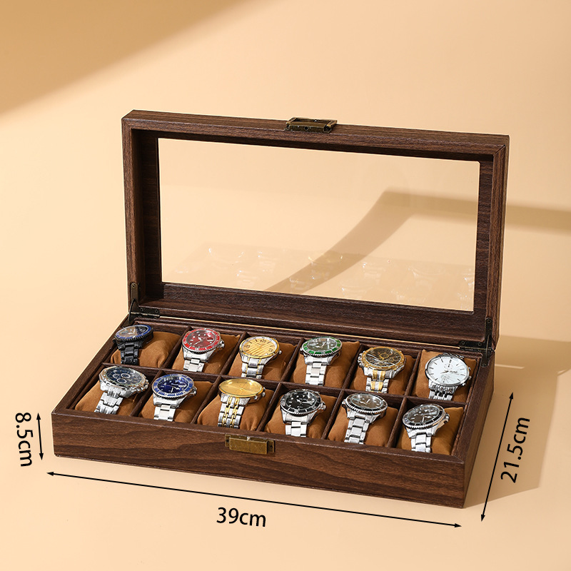 Wood grain leather 12-bit watch box (soft pillow inside)