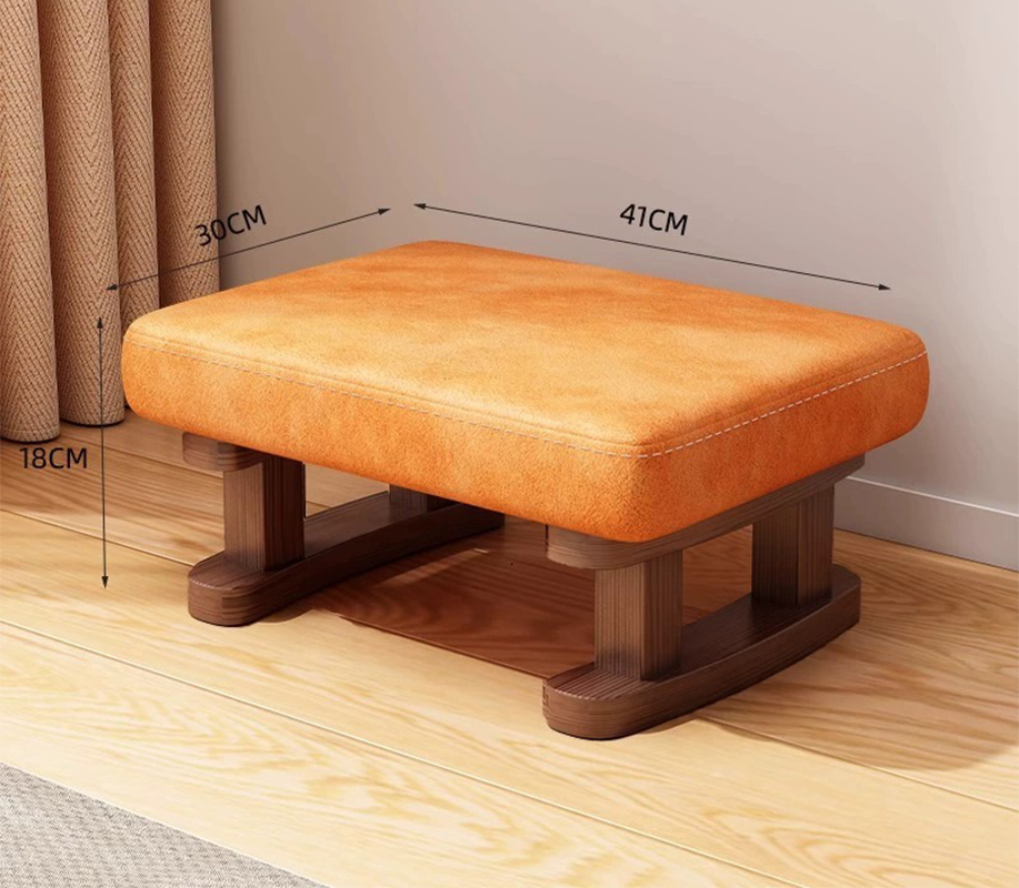 Walnut stool leg technical cloth orange