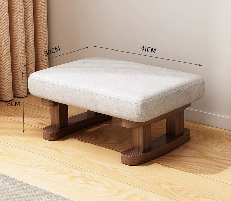 Walnut stool legs technical cloth white