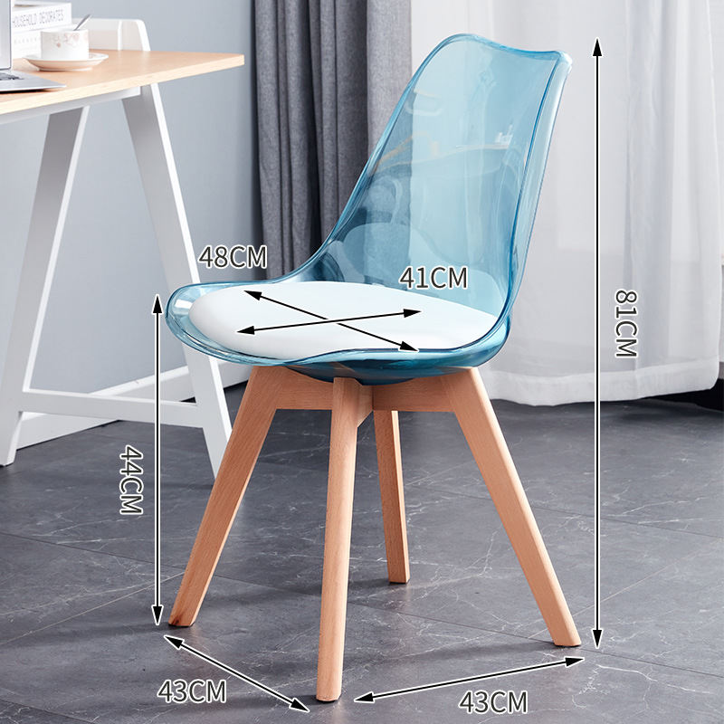 Transparent [solid wood leg] Blue   white pad