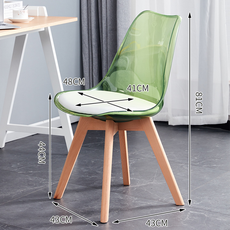 Transparent [solid wood leg] Green   white pad