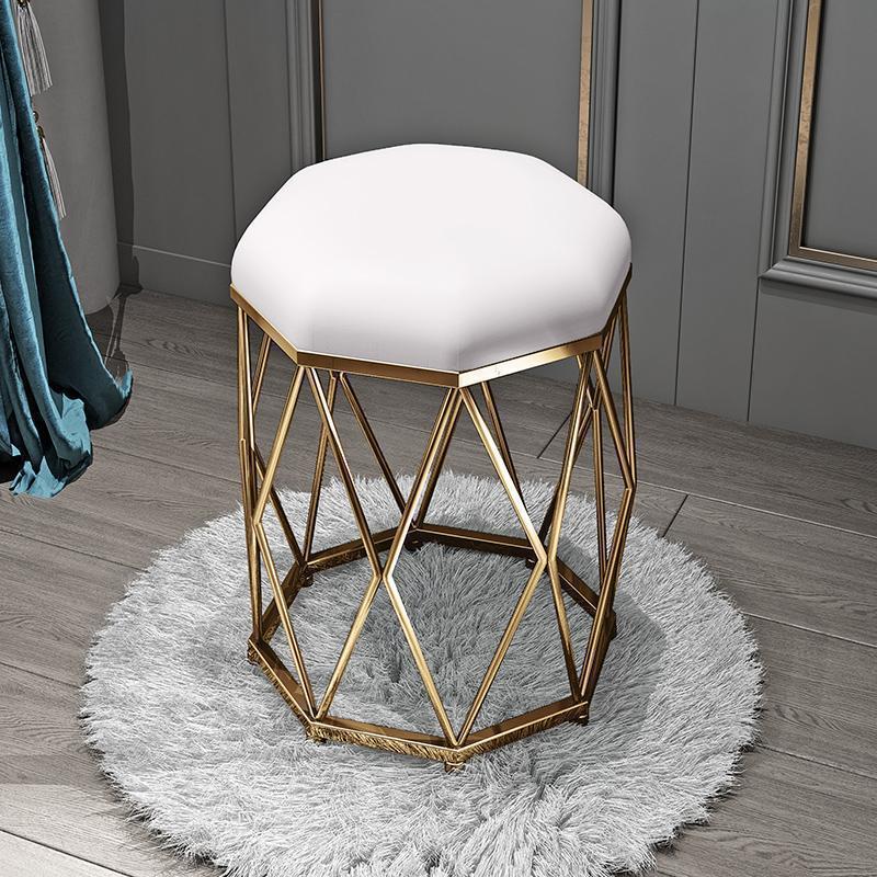 creamy-white flannel golden octagonal stool