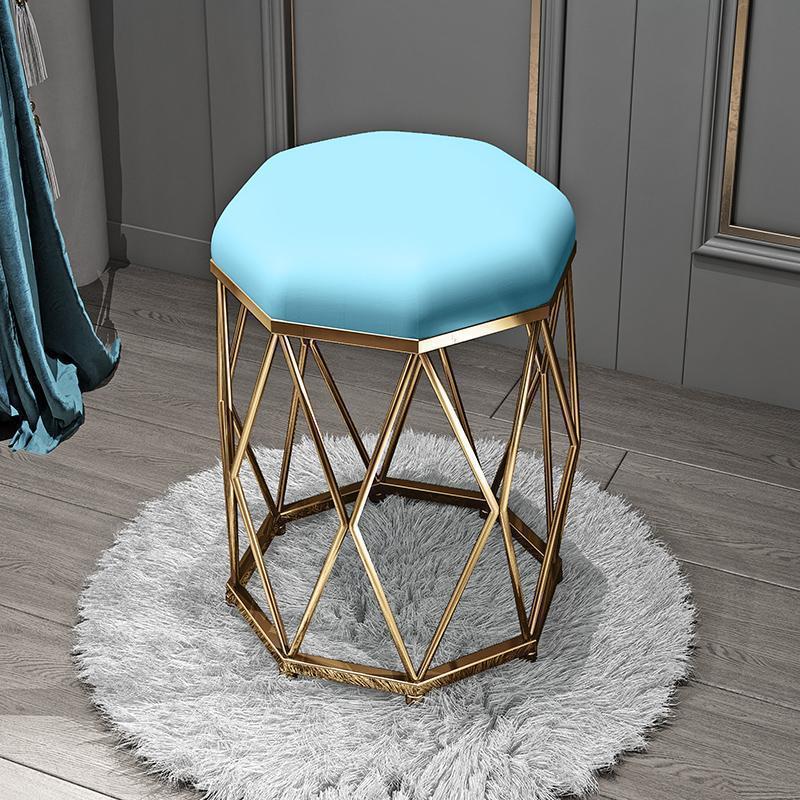 dark blue flannel golden octagonal stool