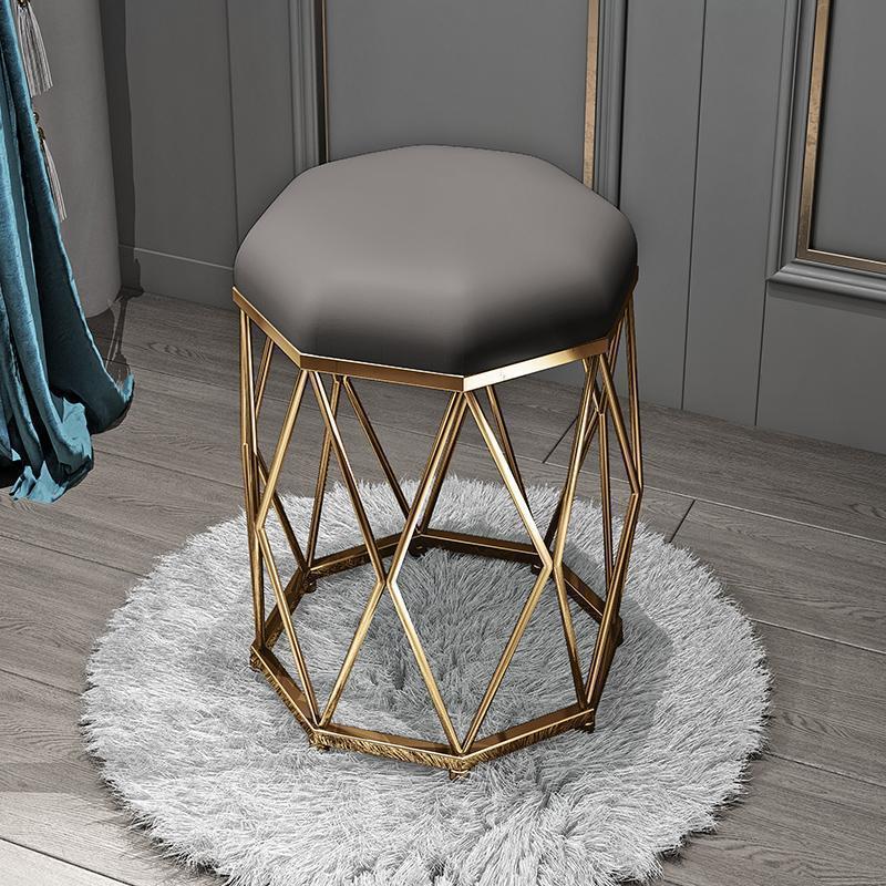 Gray flannel golden octagonal stool