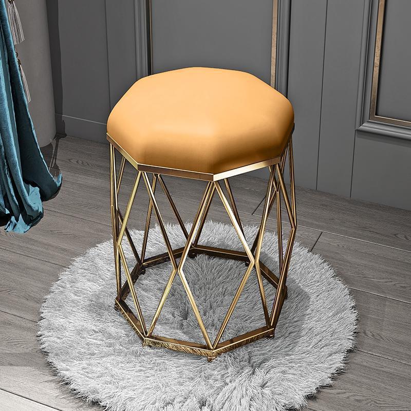 Tuhao gold flannel golden octagonal stool