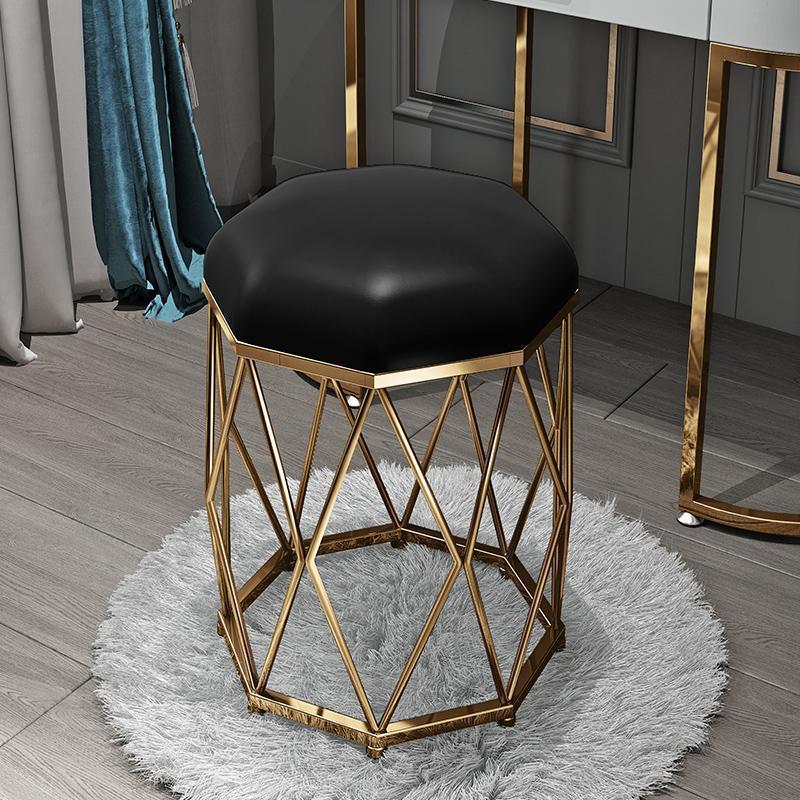 Black flannel golden octagonal stool