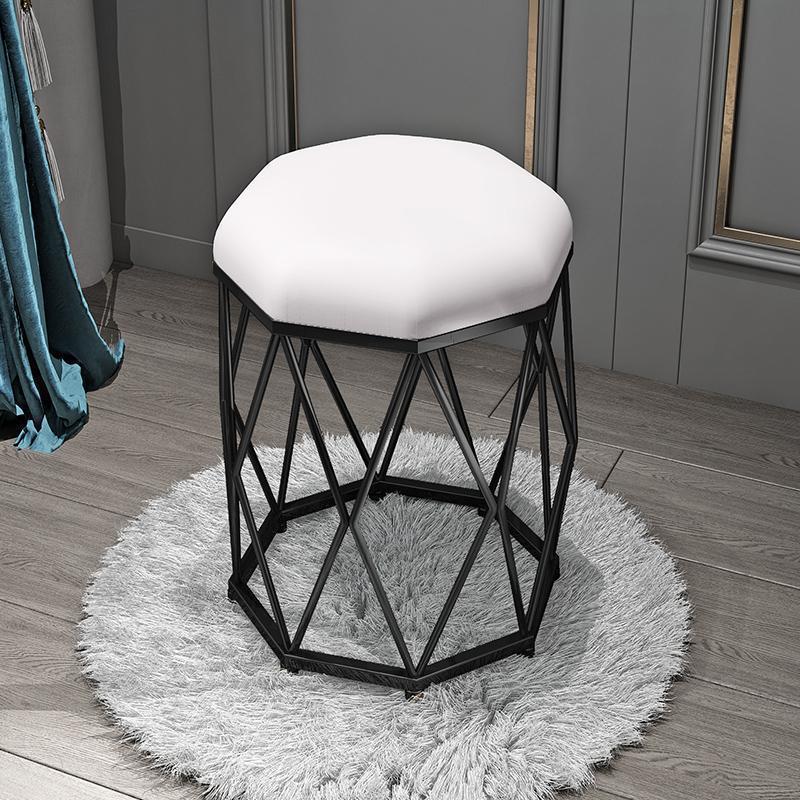 White flannel black octagonal stool
