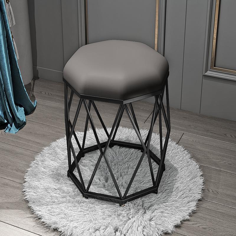 dark gray flannel black octagonal stool