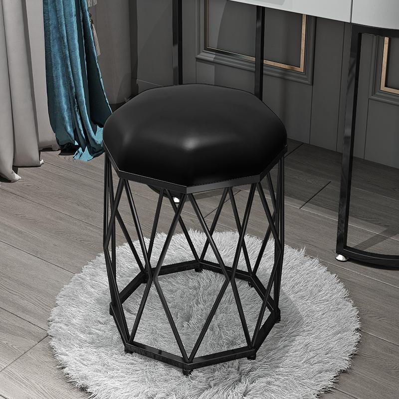 Black flannel black octagonal stool