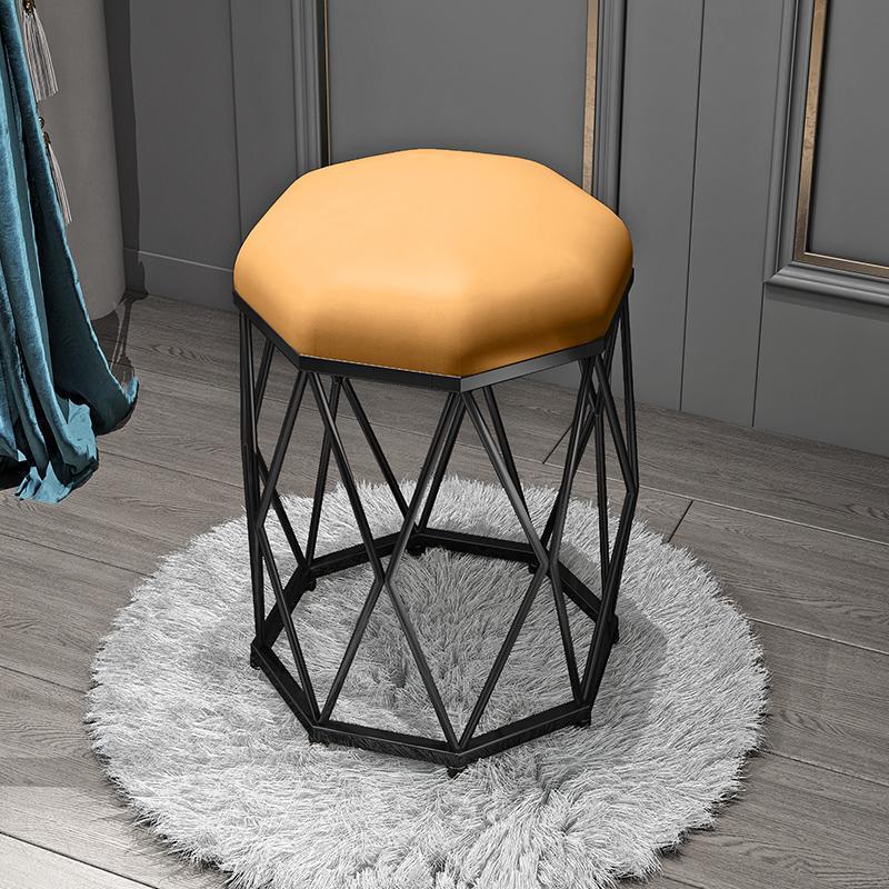 Tuhao gold flannel black octagonal stool
