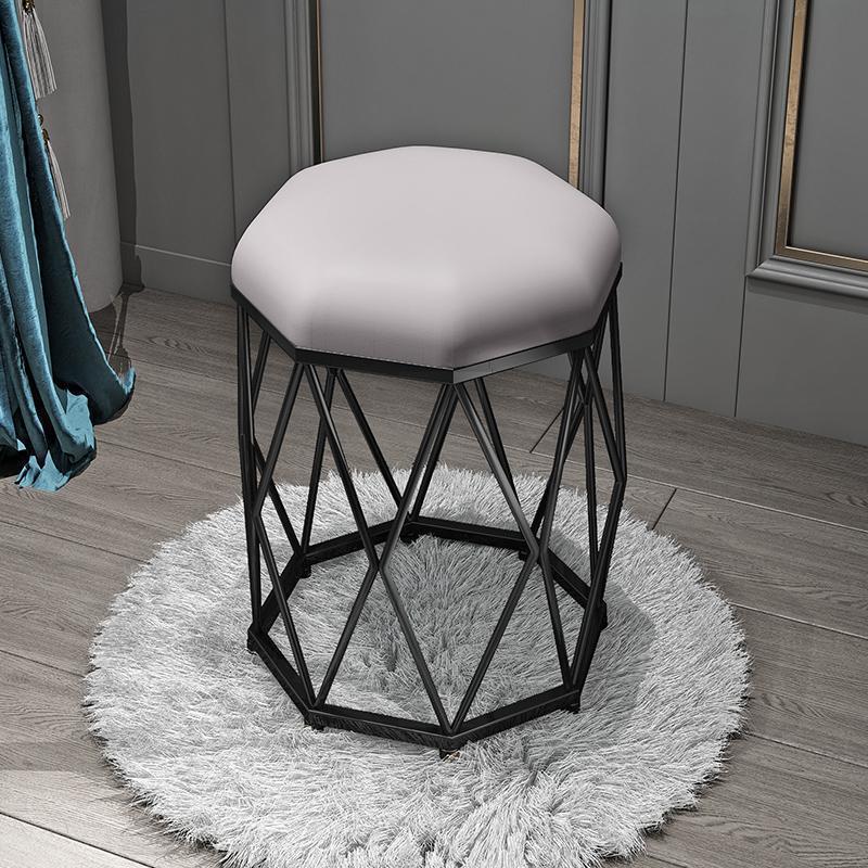 light gray flannel black octagonal stool
