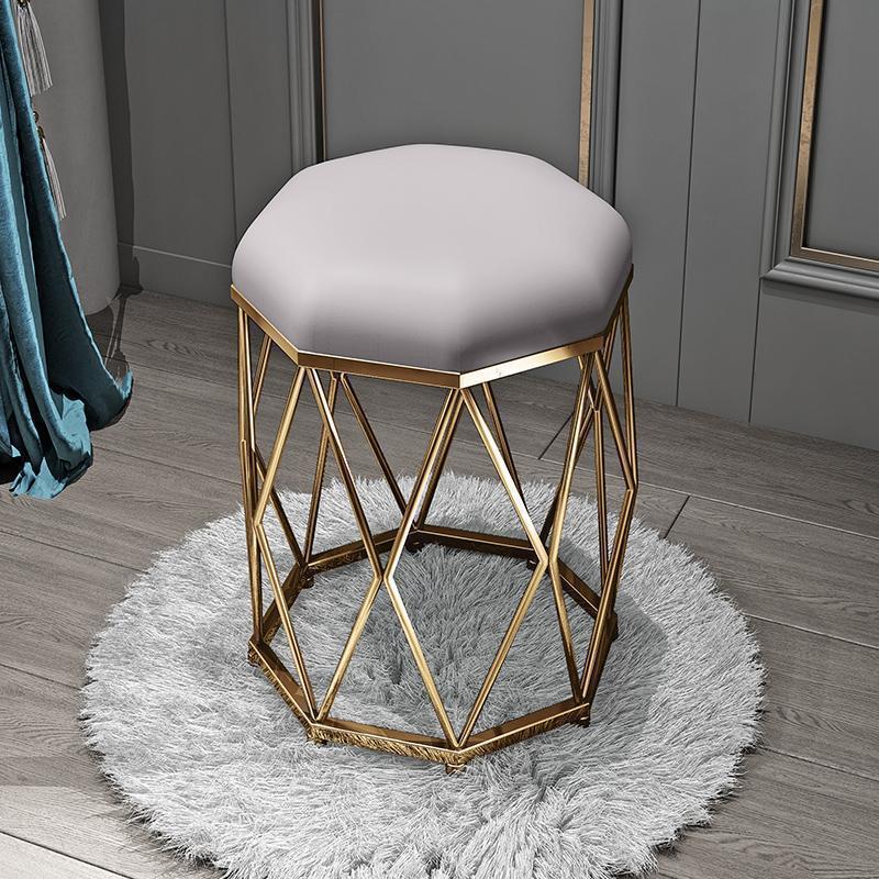 light gray flannel golden octagonal stool