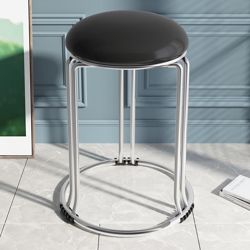 Simple Six-Leg Silver-Black Leather