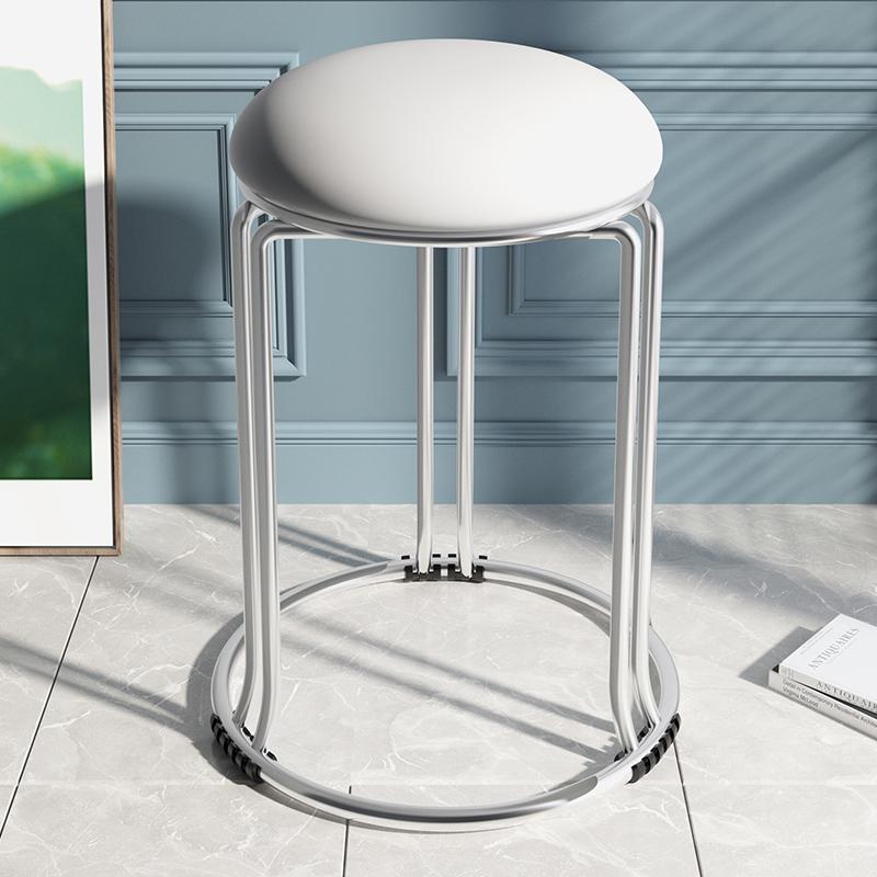 Simple Six-Leg Silver-White Leather