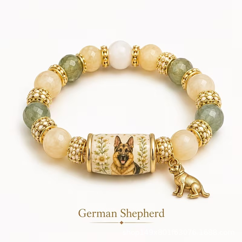25:German shepherd pendant crystal bracelet