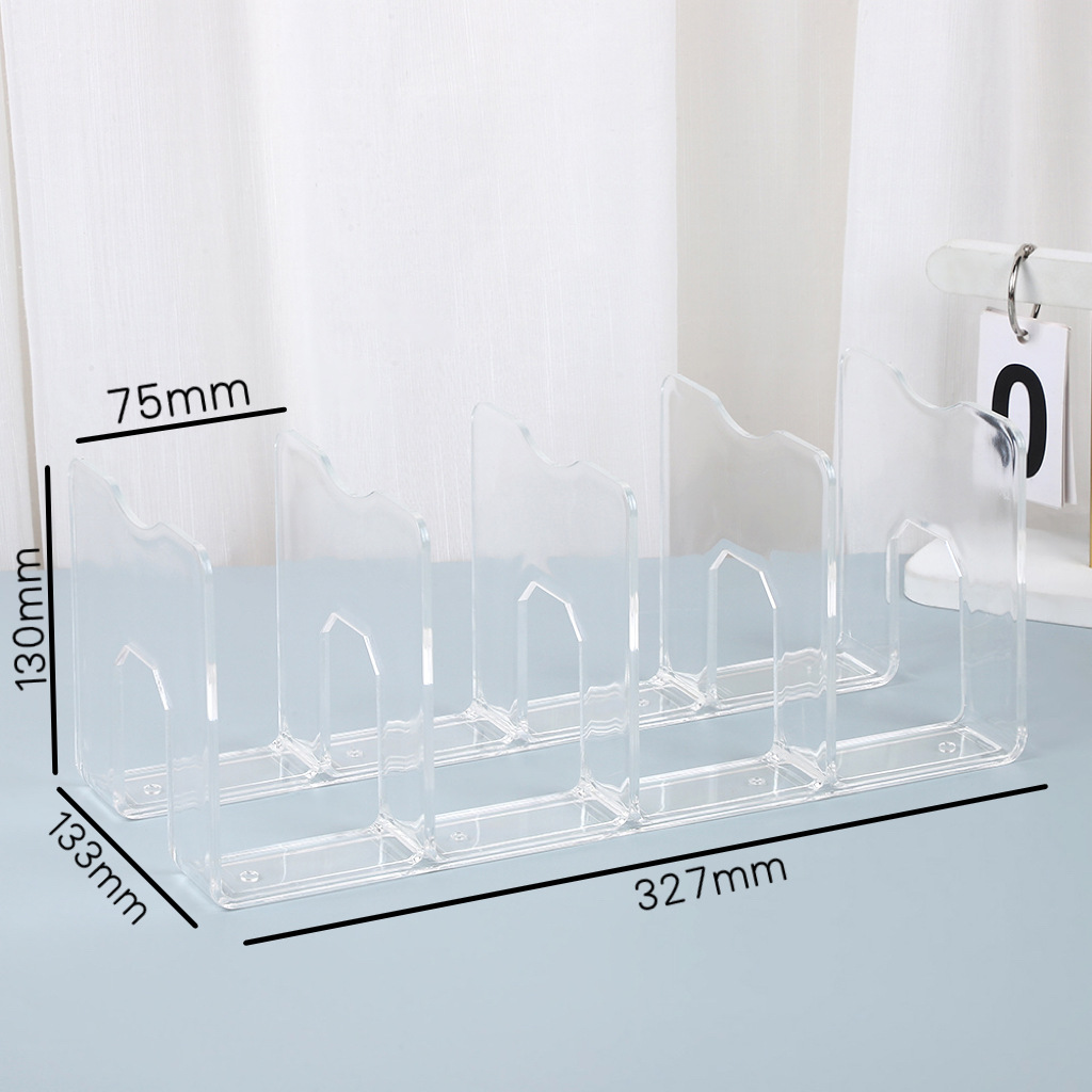 Transparent grooved four-column bookend