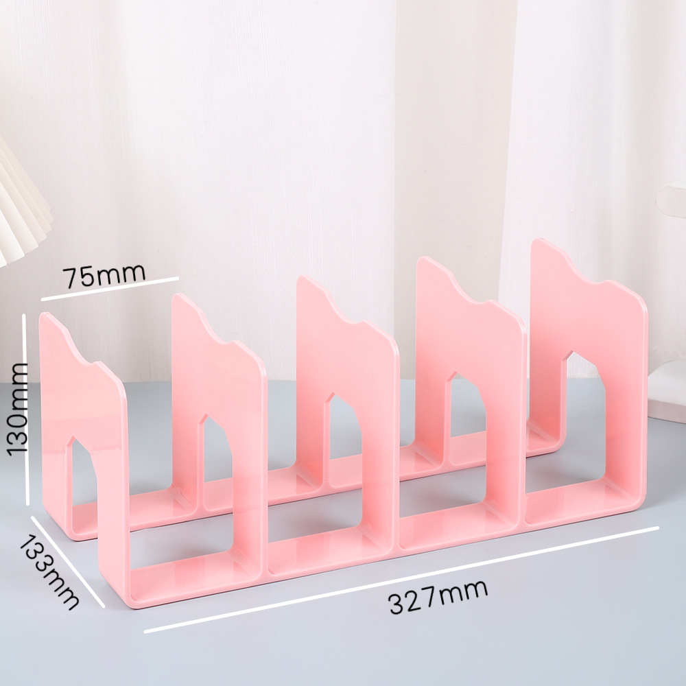 Pink grooved four-column bookend