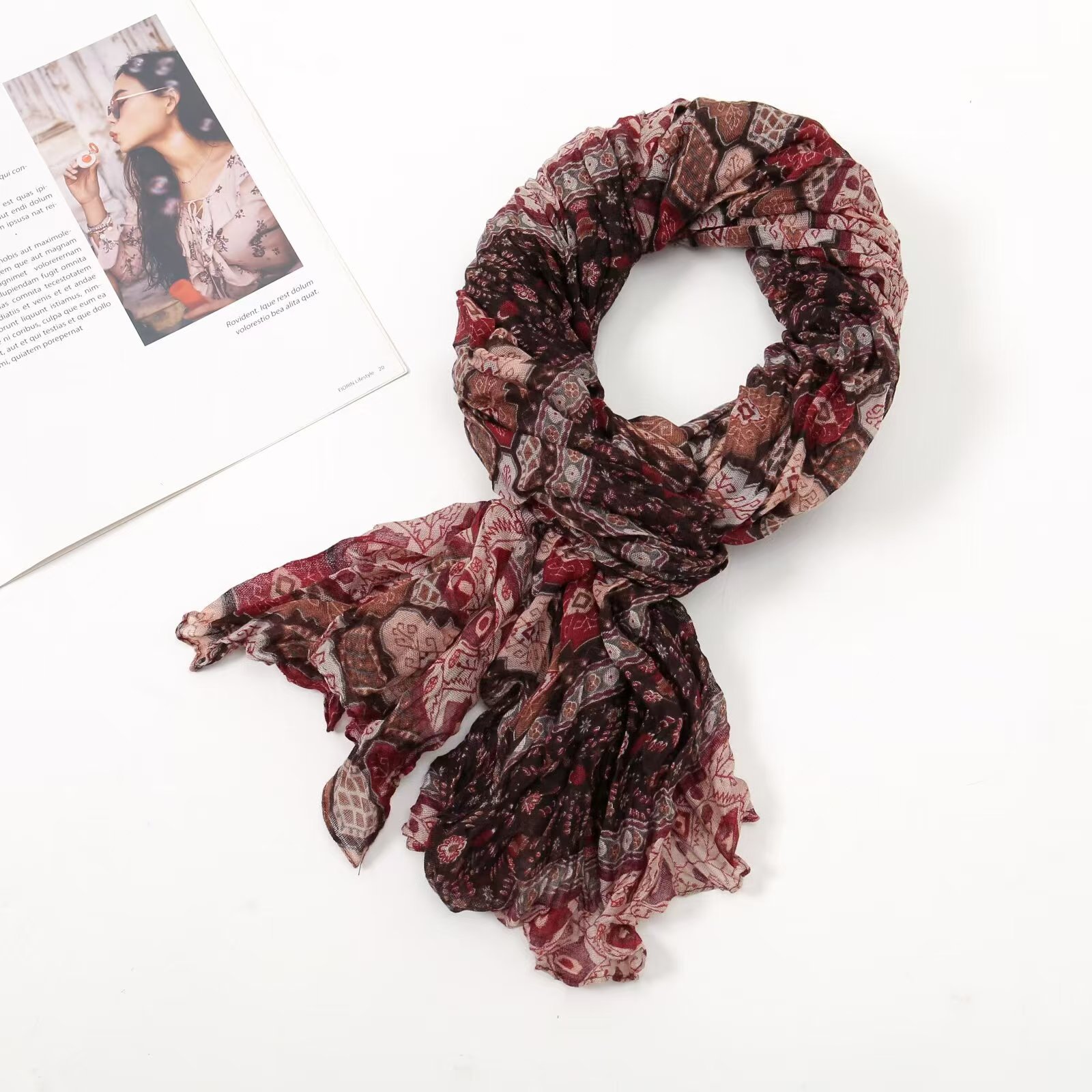 Floral style burgundy