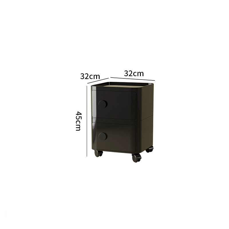 2-tier rolling cart with handle - black