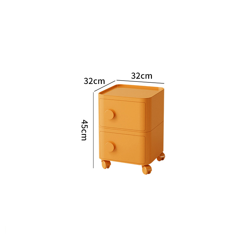 2-tier rolling cart with handle - ginger yellow